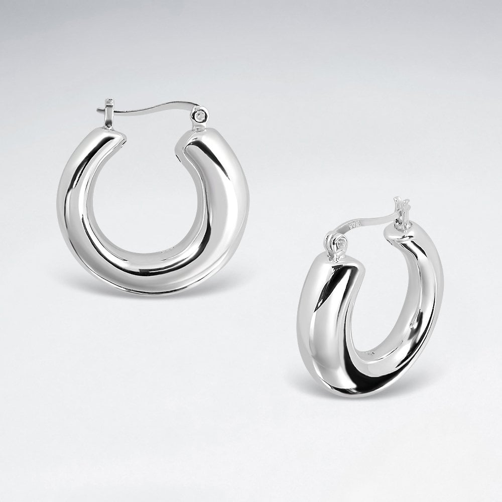 Posh Sterling Silver Huggie U Hoop Earrings