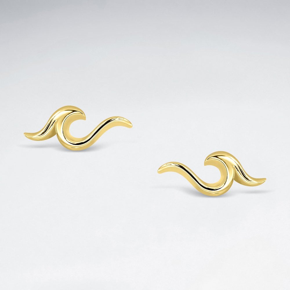 Sterling Silver Sea Wave Stud Earrings