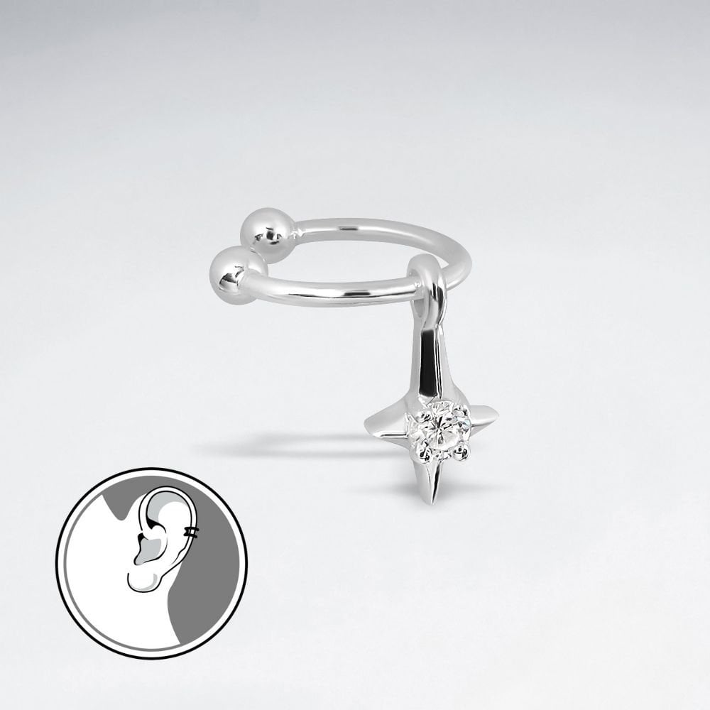 Sterling Silver CZ Star Ear Cuff