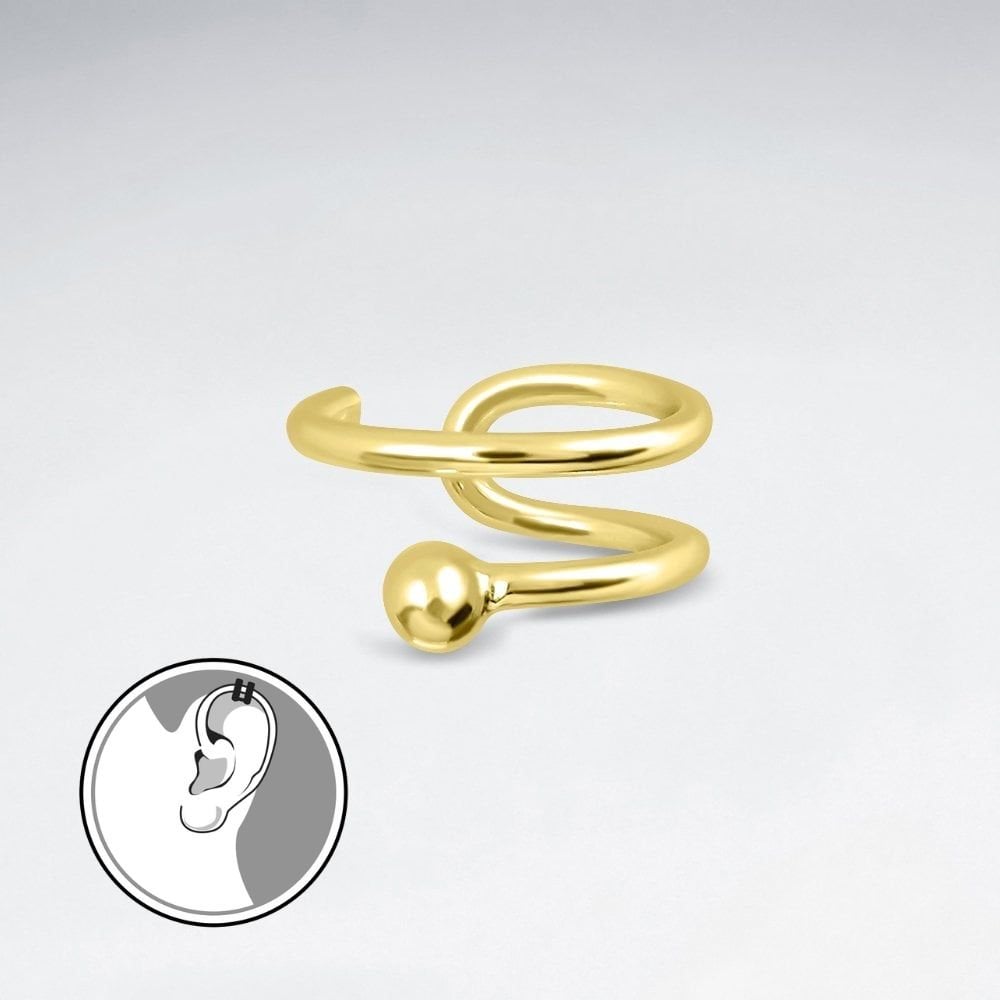 Sterling Silver Spiral Ball Ear Cuff