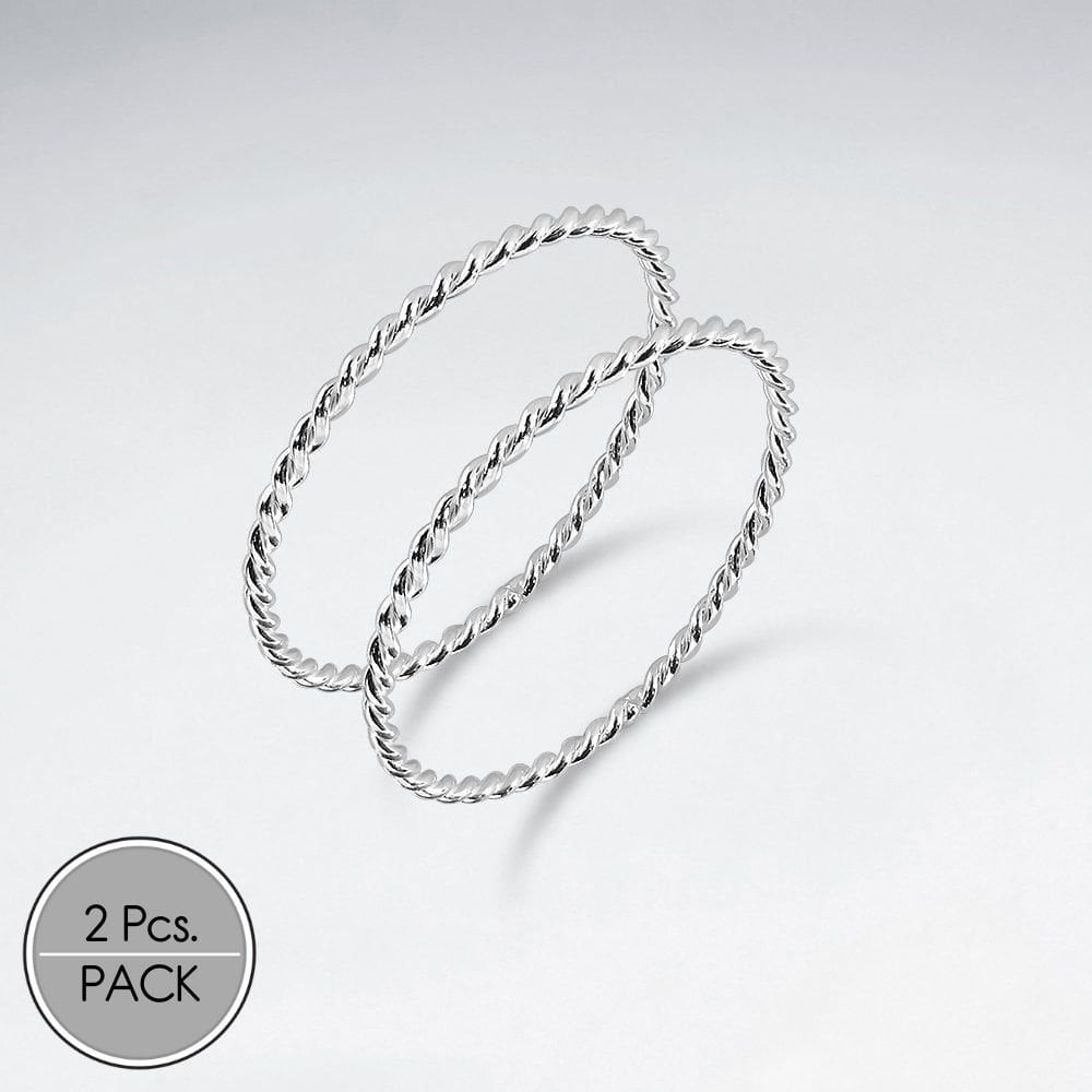 Sterling Silver Twist Band Stackable Rings Pack Of 2 Pieces
