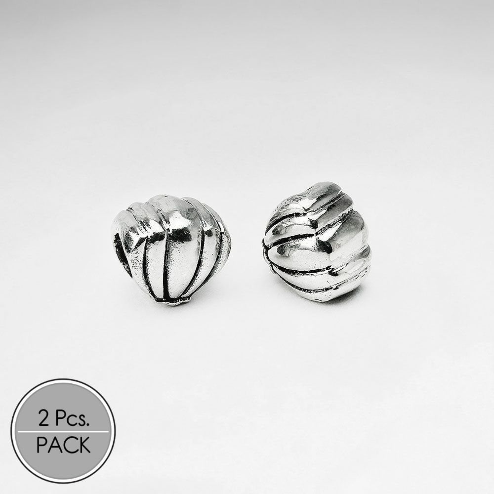 Oxidized Silver Seashell Beads Pack Of 2 Pieces