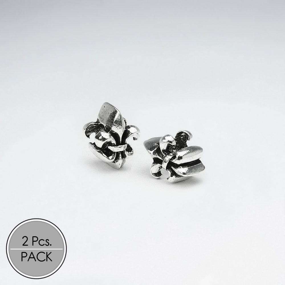Oxidized Silver Fleur De Lis Beads Pack Of 2 Pieces