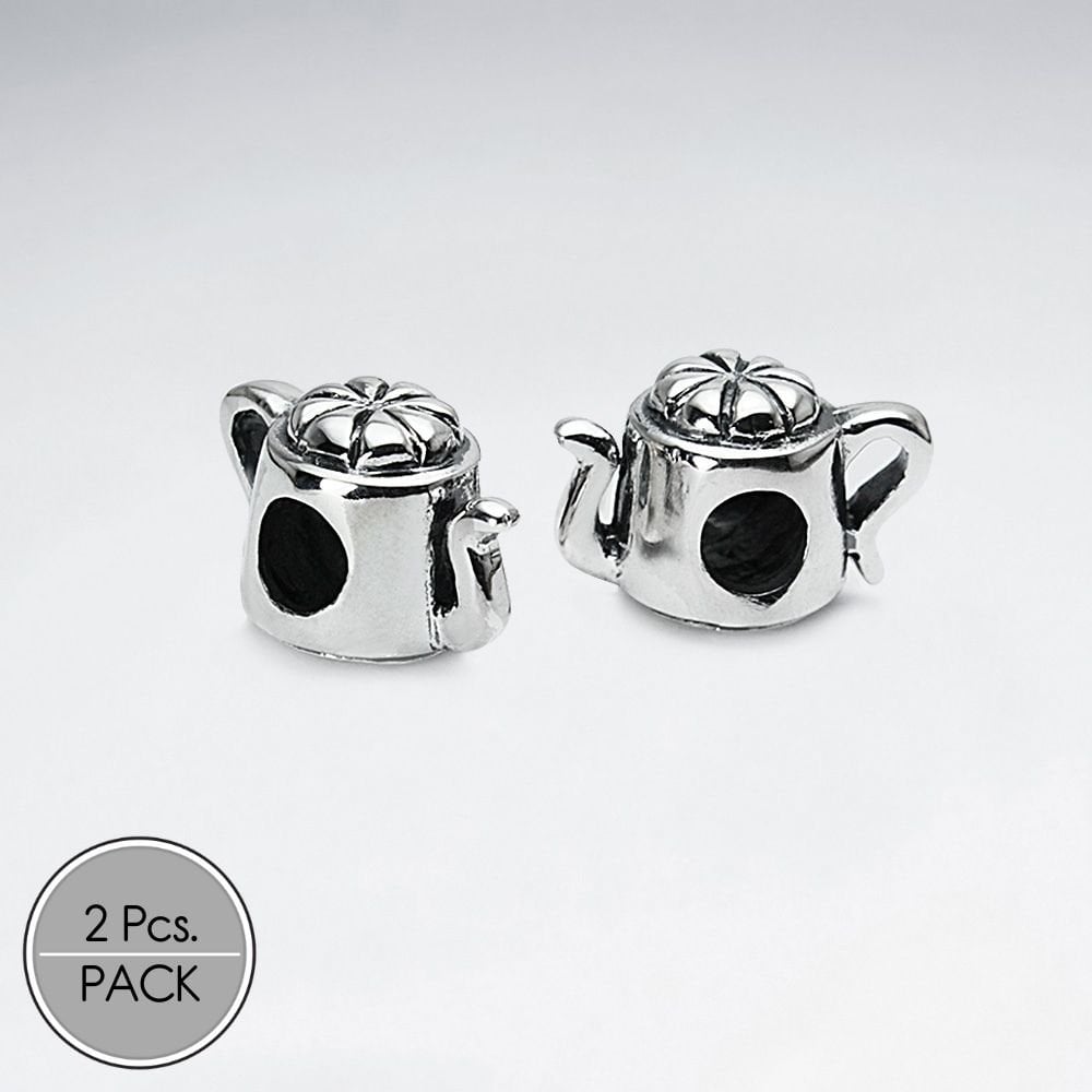 Oxidized Silver Teapot Beads Pack Of 2 Pieces
