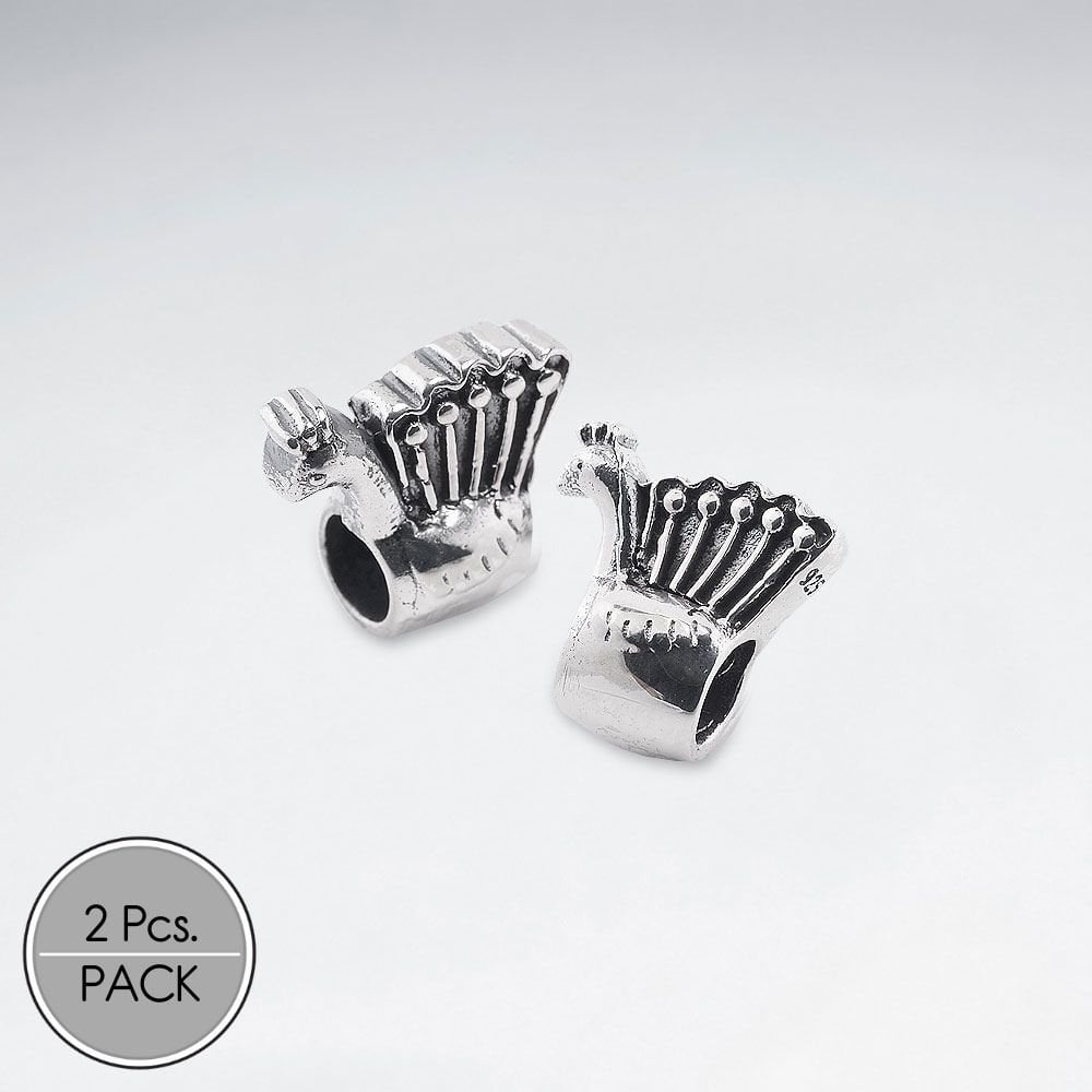 Sterling Silver Peacock Beads Pack Of 2 Pieces