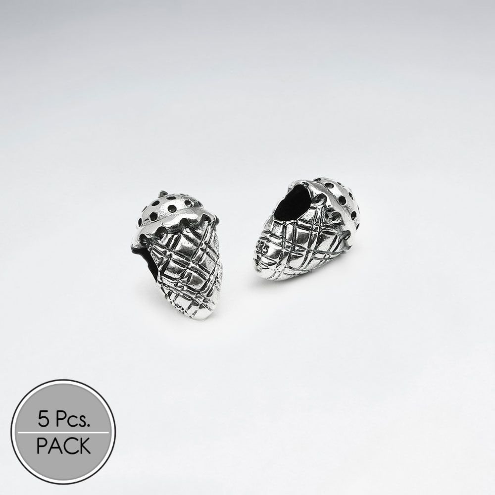 Oxidized Silver Ice Cream Cone Beads Pack Of 5 Pieces