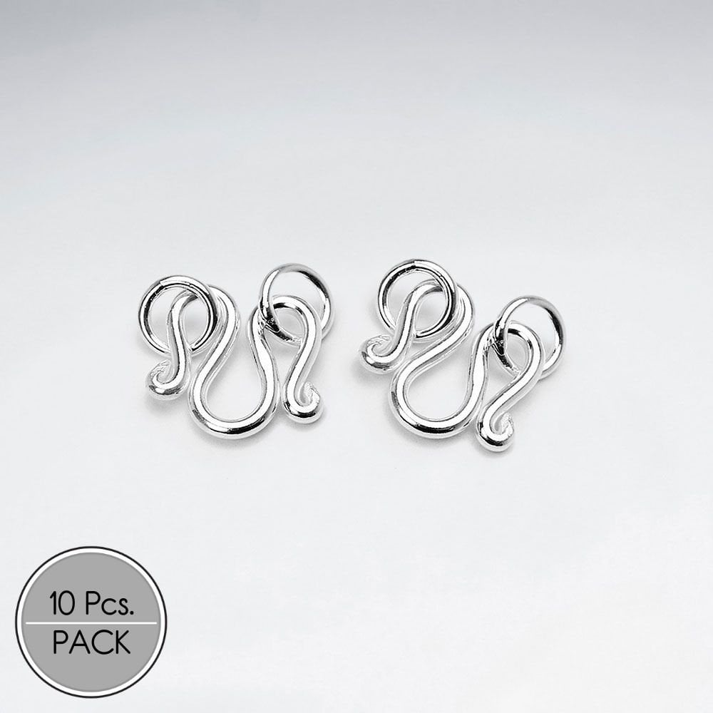 925 Silver Openwork Wavy Loop Hook Findings Pack Of 10 Pieces