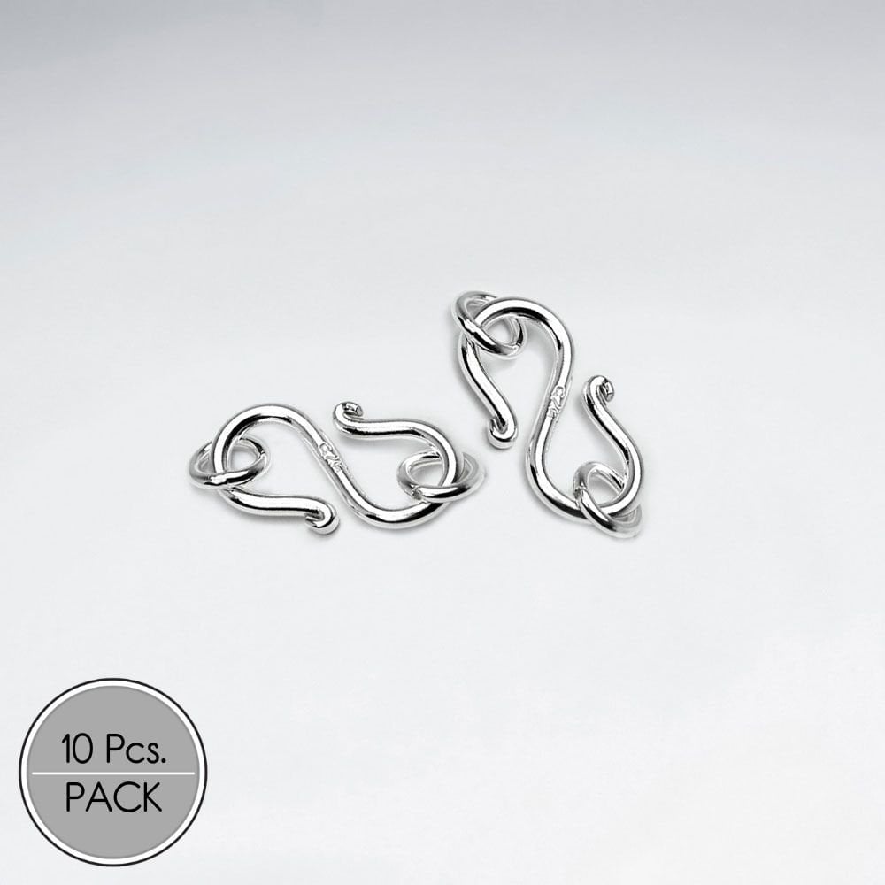 925 Silver "S" Hook Findings Pack Of 10 Pieces