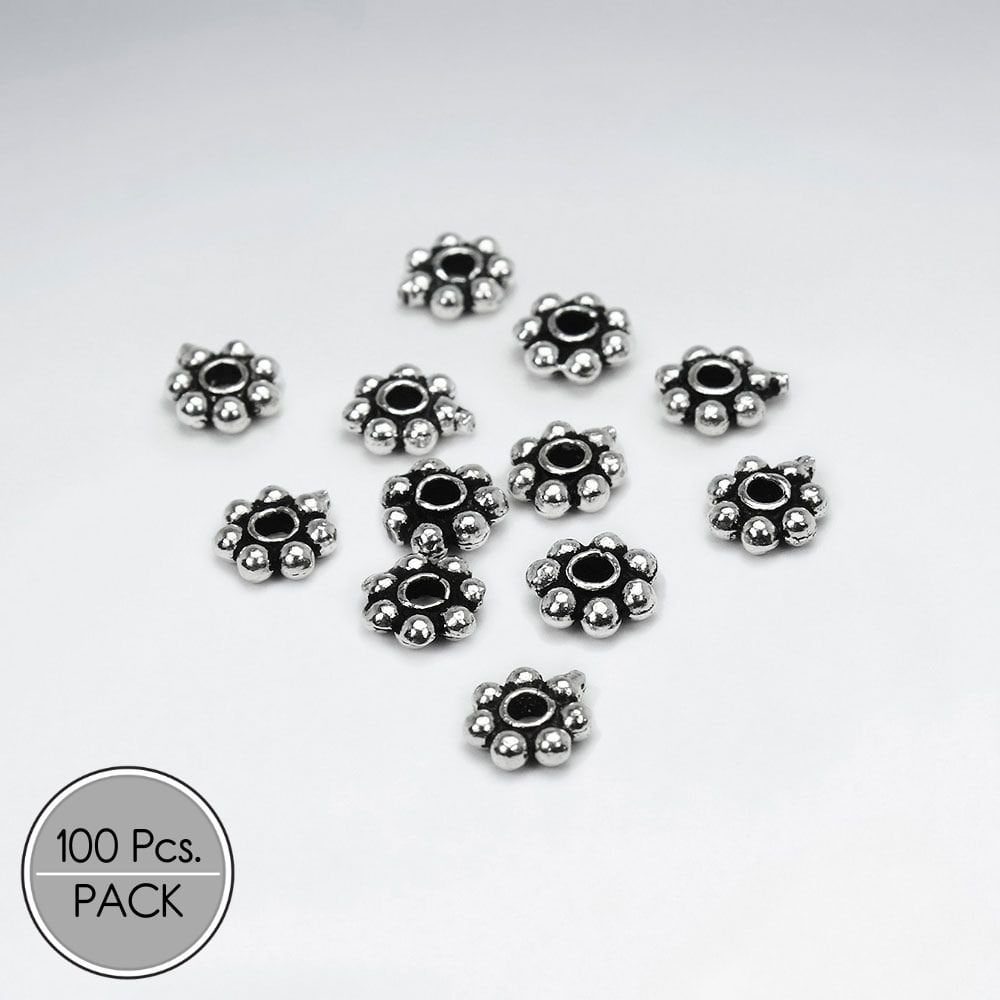 925 Silver Flower Style Beads Pack Of 100 Pieces
