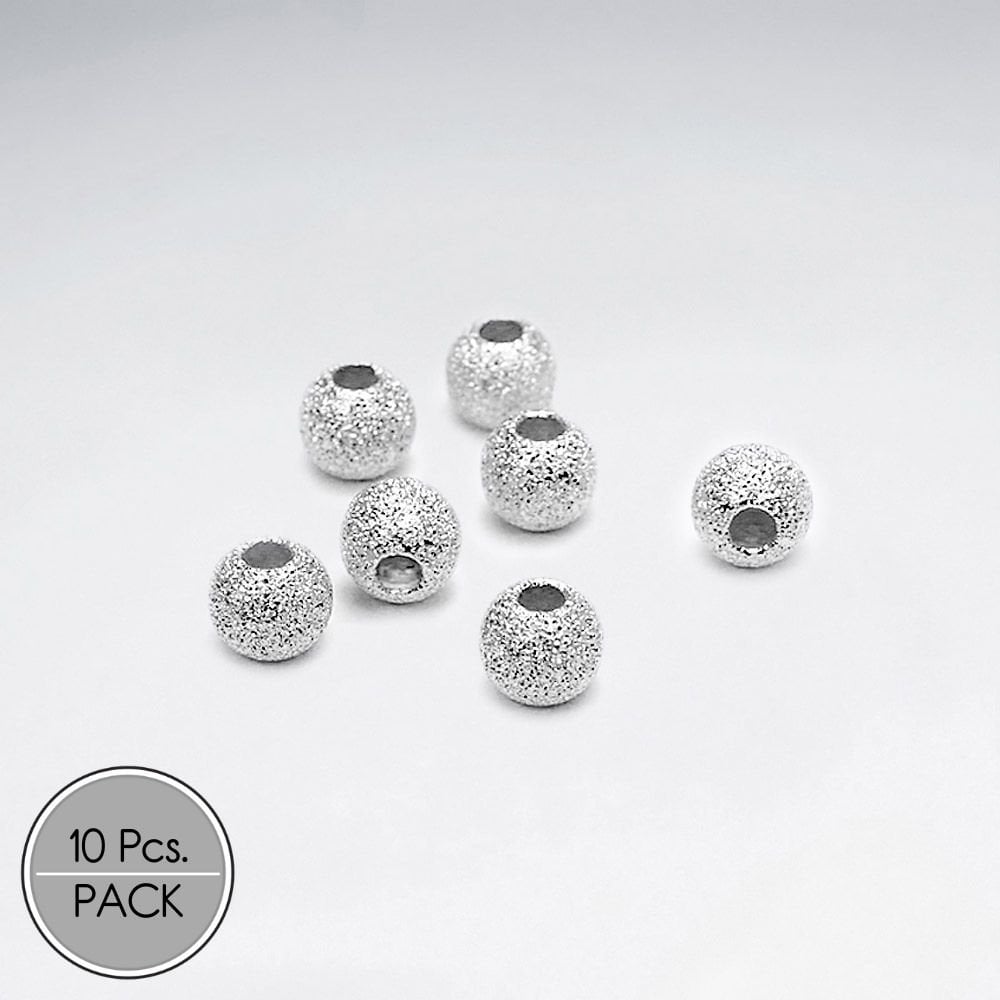 925 Silver Star Dust Glimmer Ball Beads Pack Of 10 Pieces