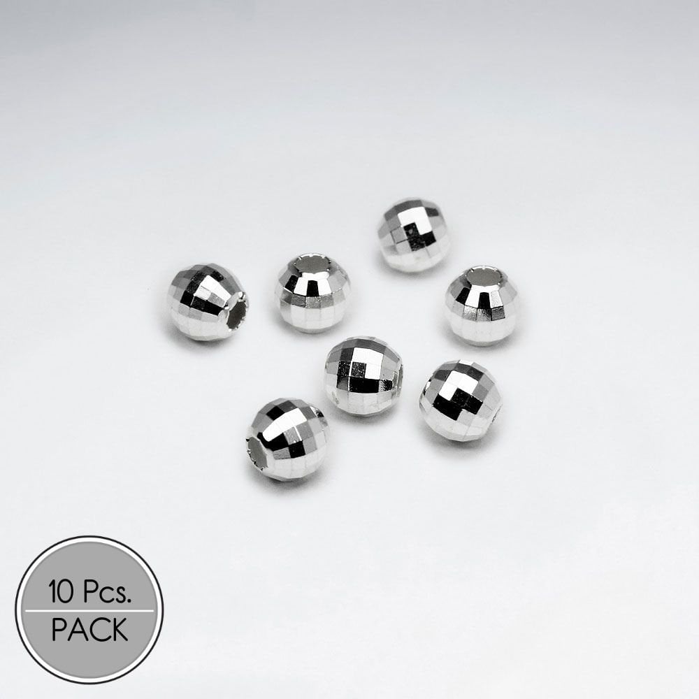 925 Silver Square Cut Faceted Beads Pack Of 10 Pieces