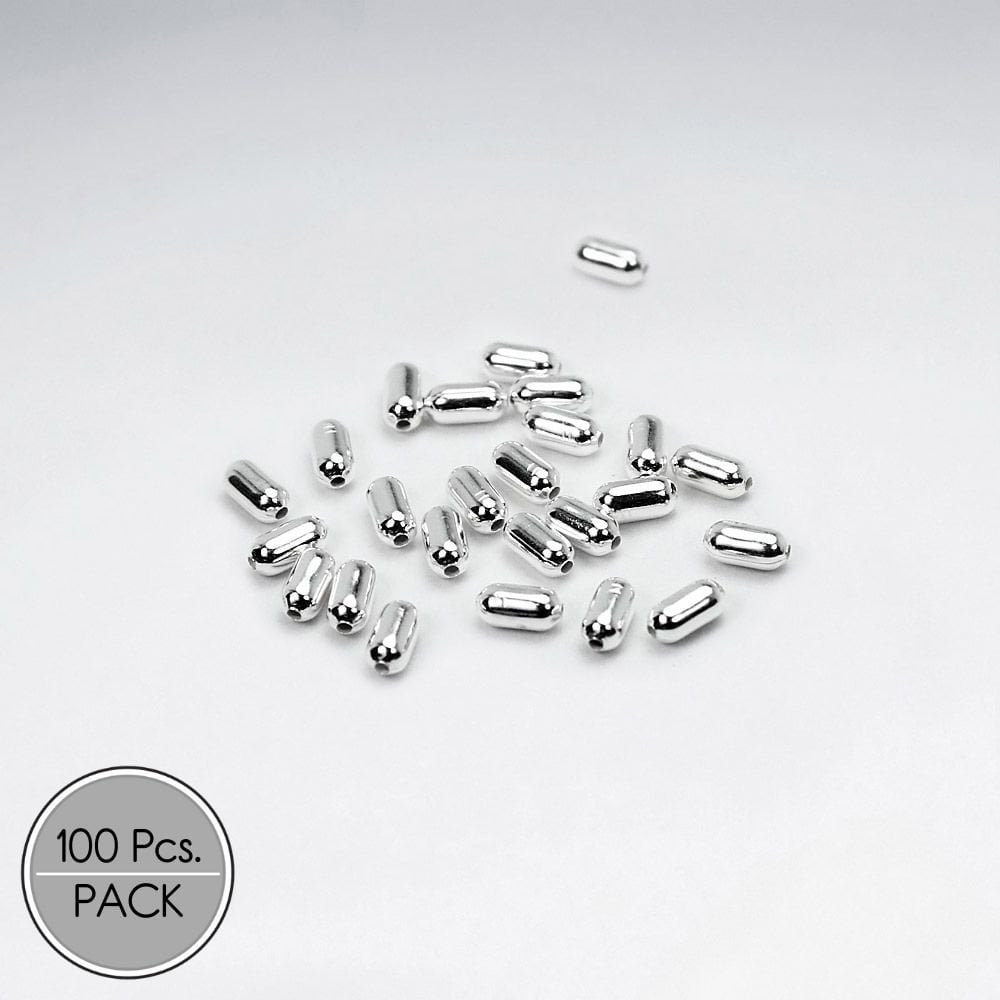 925 Silver Bullet Beads Pack Of 100 Pieces