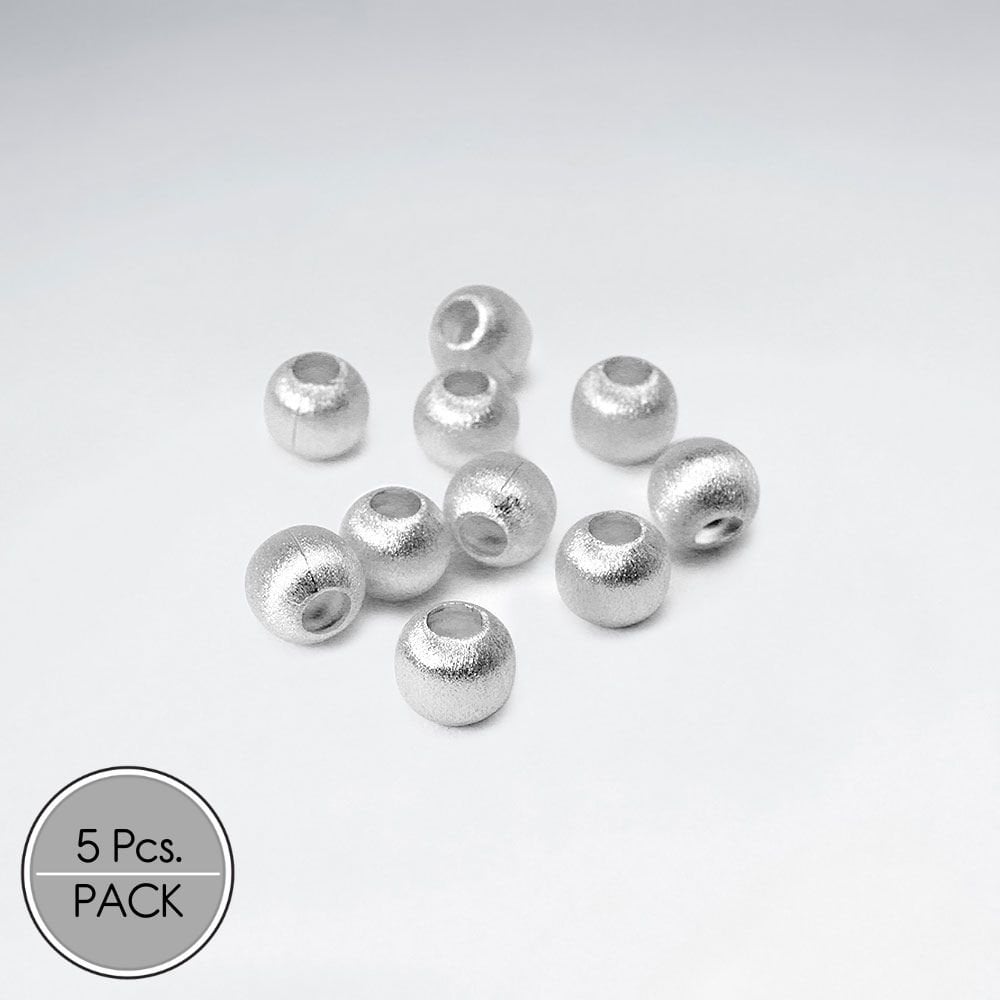 925 Silver Matte Finish Ball Beads Pack Of 5 Pieces