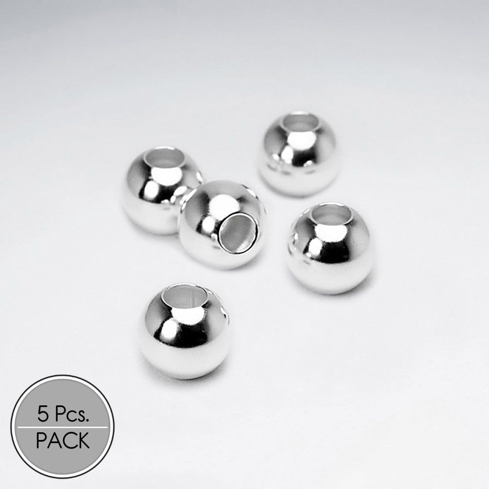 925 Silver Round Smooth Ball Beads Pack Of 5 Pieces