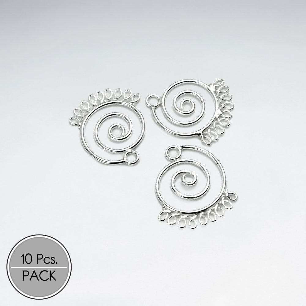 Spiral Fringe Open Style Sterling Silver Earring Accessory Pack Of 10 Pieces