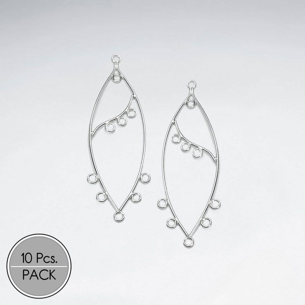 Marquise Decorated Open Style Sterling Silver Earring Accessory Pack Of 10 Pieces