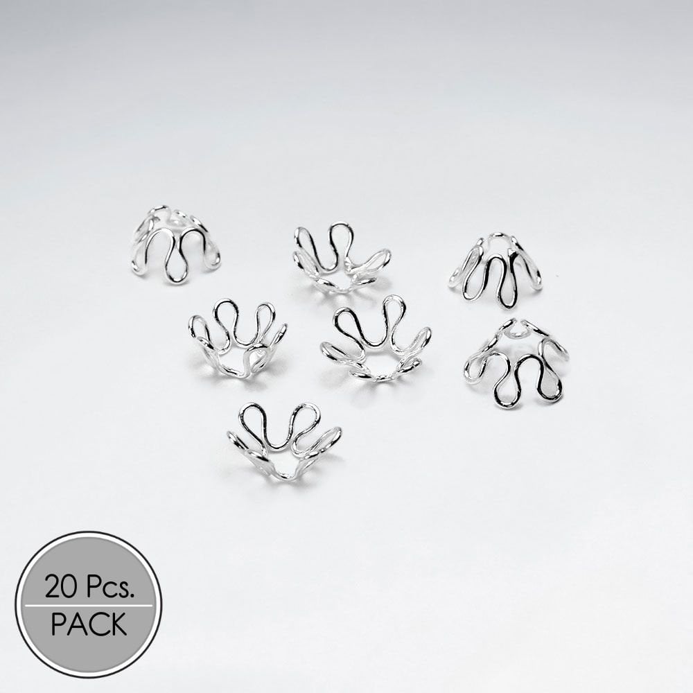 Rounded Organic Splat Shaped Sterling Silver Bead Caps Pack Of 20 Pieces