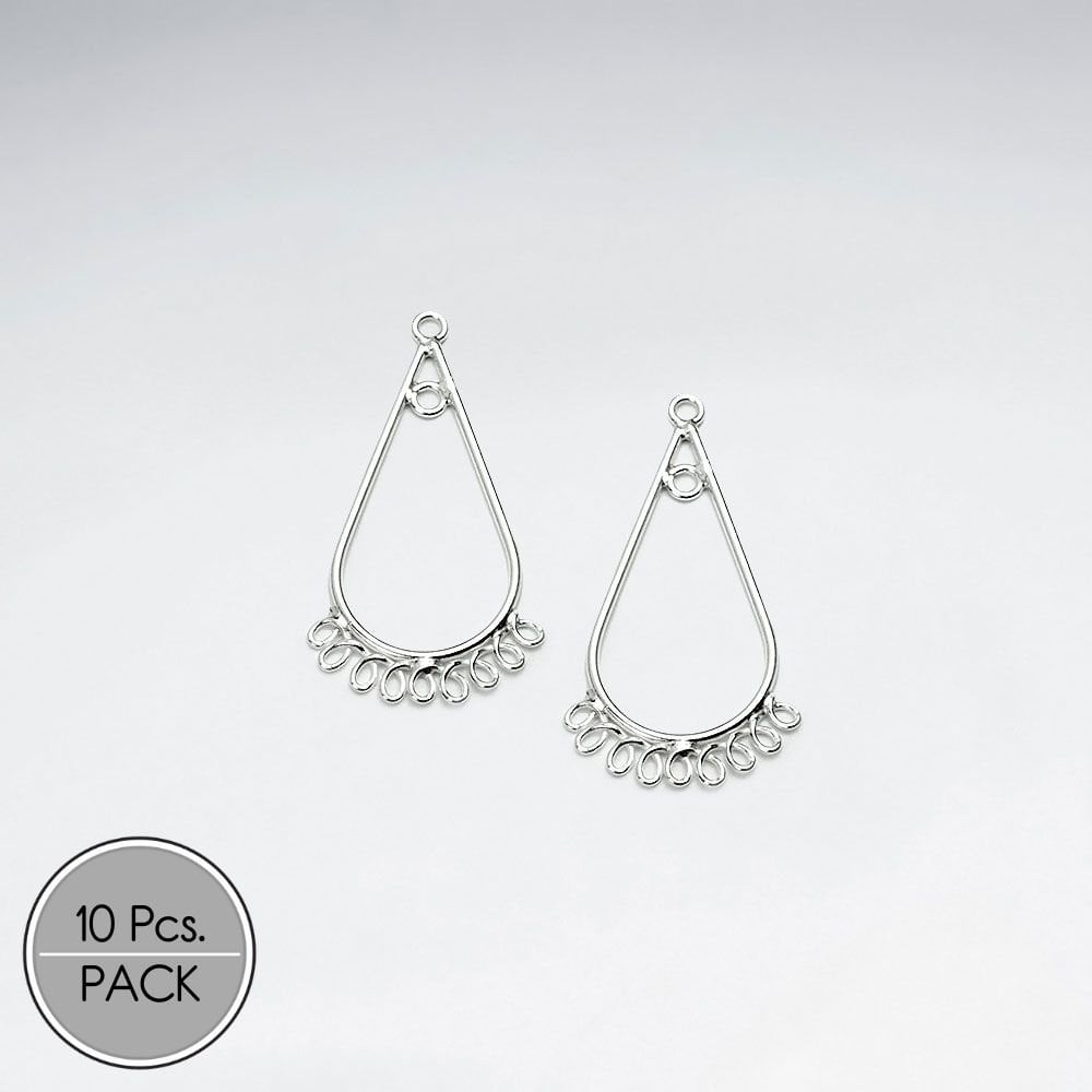 Teardrop Fringe Open Style Sterling Silver Earring Accessory Pack Of 10 Pieces