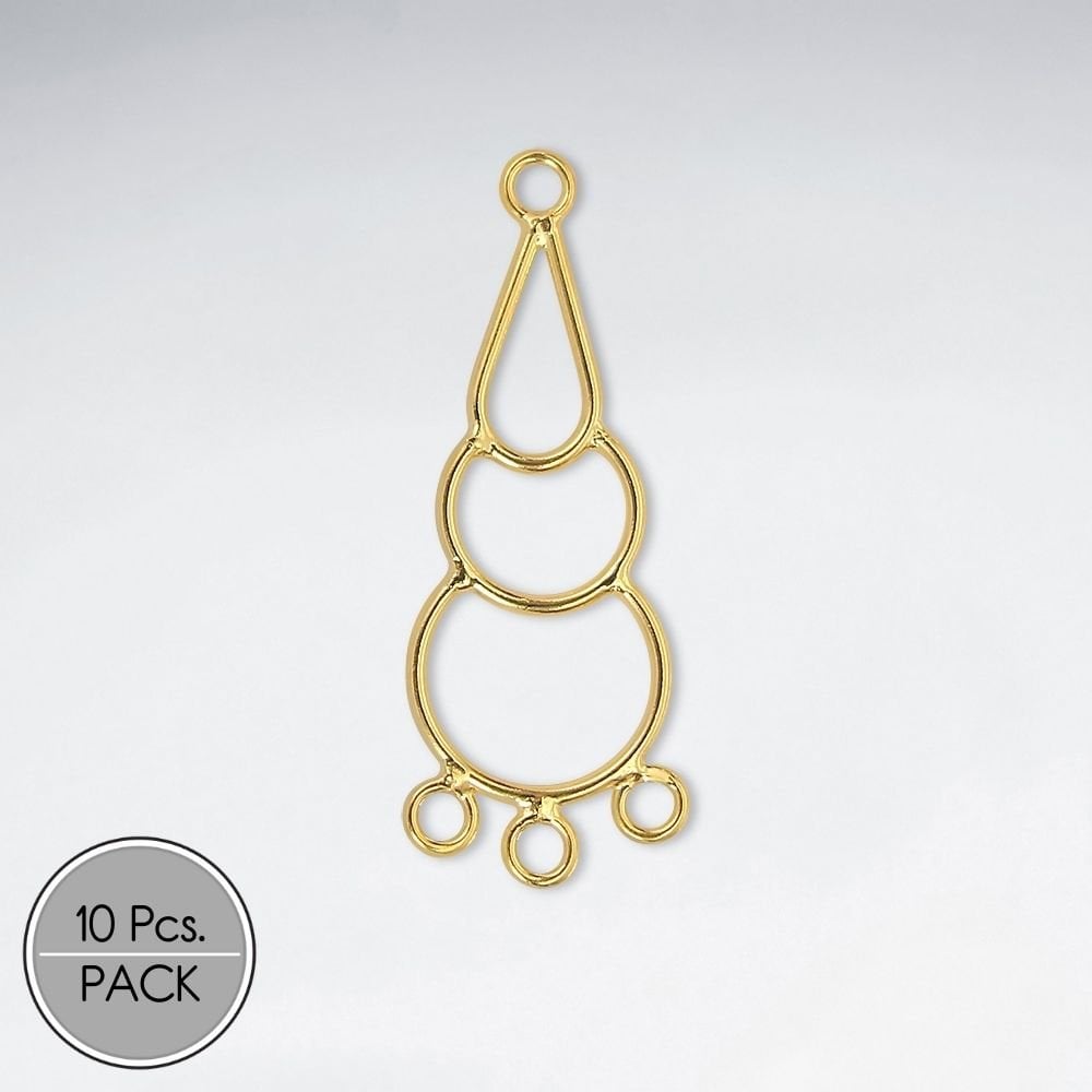 Triple Extended Teardrop and Circle Decorated Openwork Sterling Silver Earring Accessory Pack Of 10 Pieces