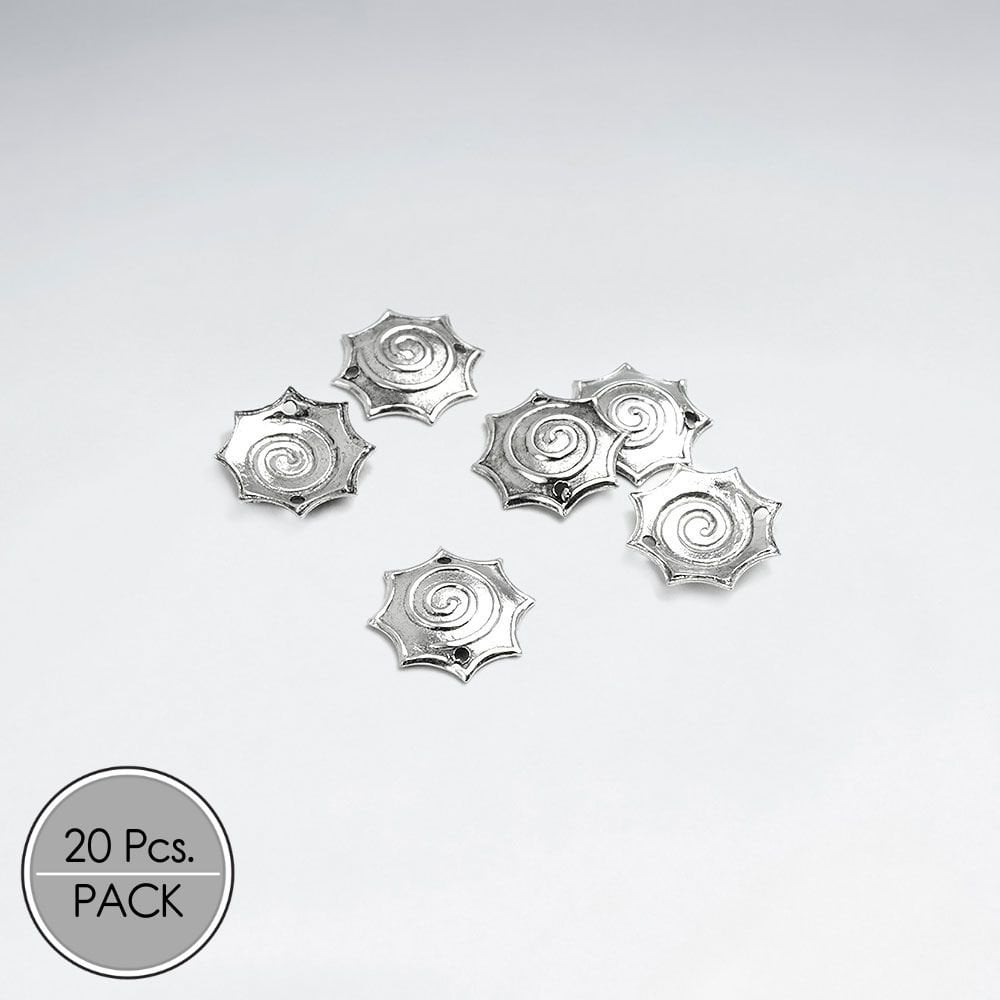 Sterling Silver Spiral Star Burst Textured Bead Caps Pack Of 20 Pieces