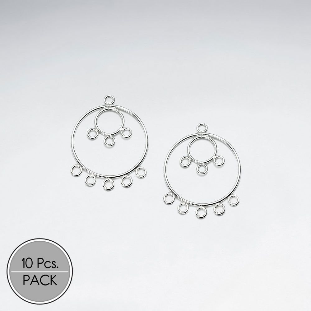 Sterling Silver Double Hoops Openwork Earring Accessories Pack Of 10 Pieces