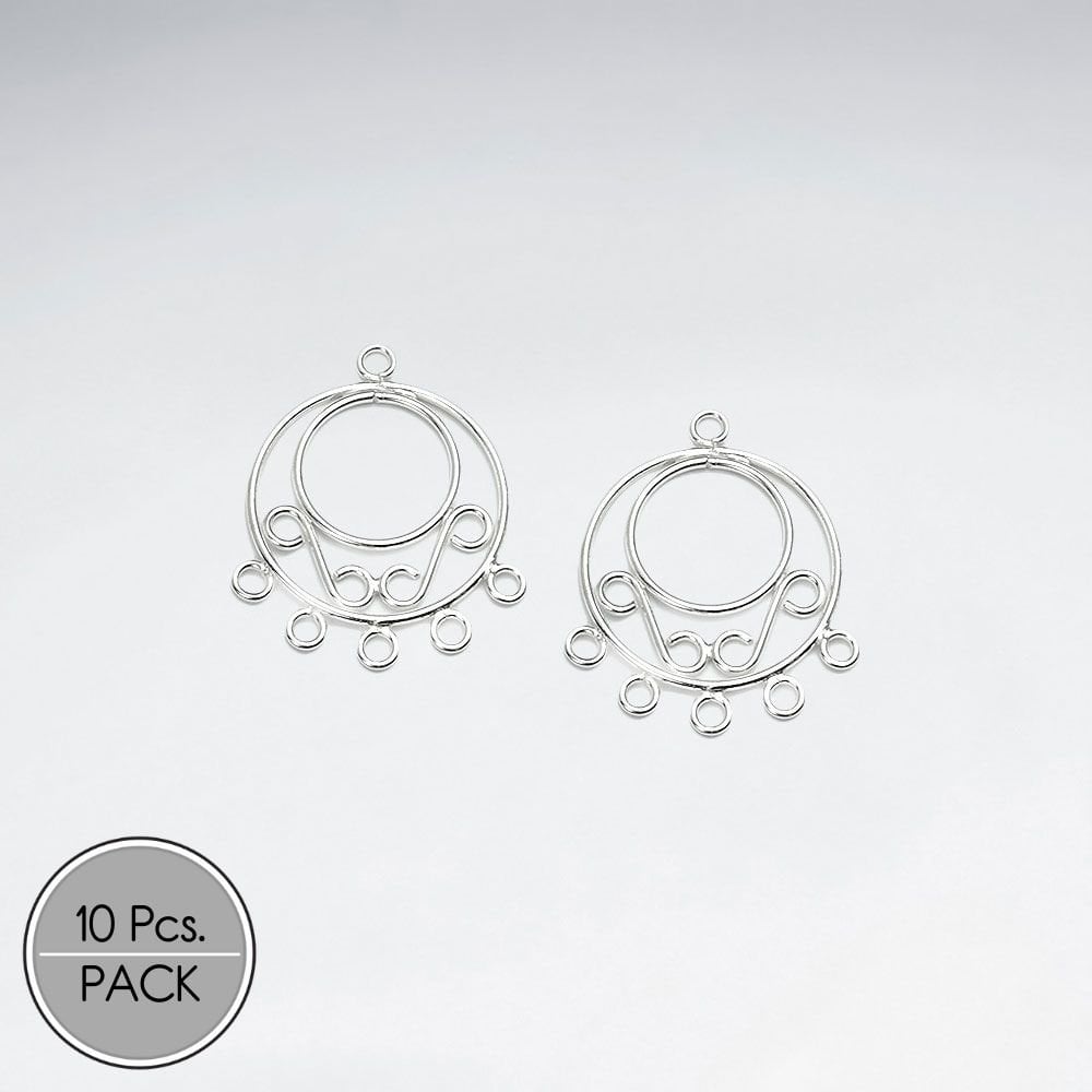 Ornate Circlet Hoops Earring Accessory in Sterling Silver Pack Of 10 Pieces