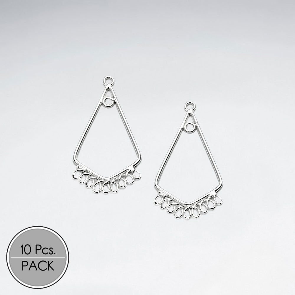 Decorated Geometric Teardrop Hoop-Inspired Earring Accessory in Sterling Silver Pack Of 10 Pieces