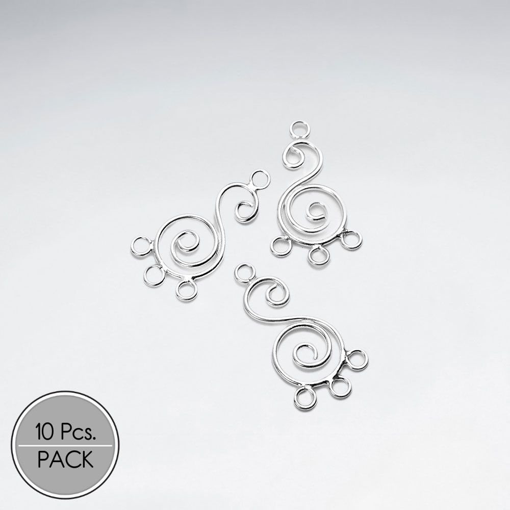 Swirls and Spirals Sterling Silver Hoop Earring Accessory Pack Of 10 Pieces