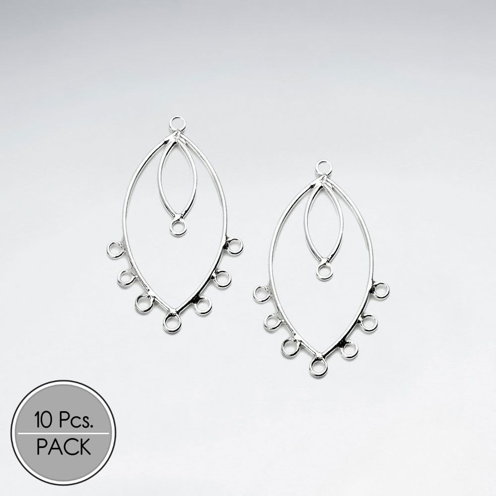 Decorated Sterling Silver Double Teardrop Hoop Earring Accessory Pack Of 10 Pieces