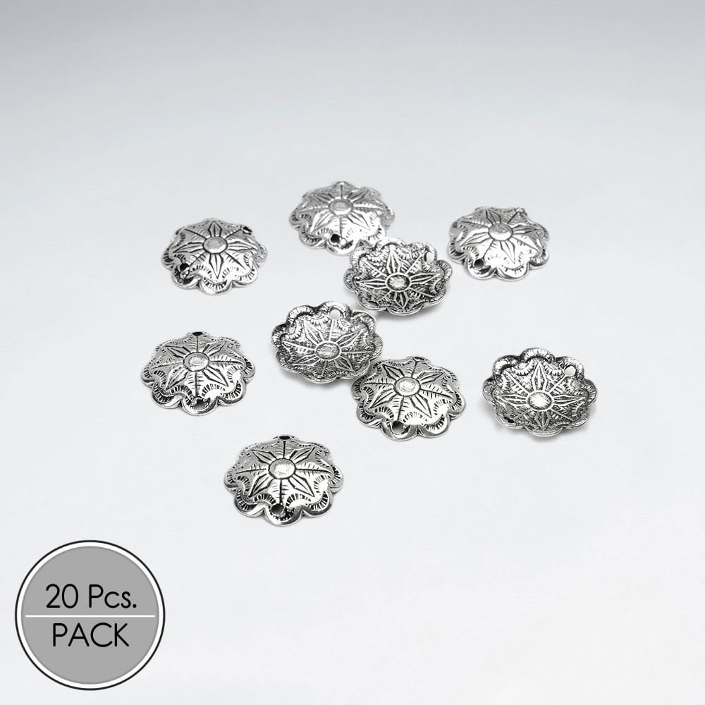 Imprinted Tribe Sterling Silver Rounded Bead Caps Pack Of 20 Pieces