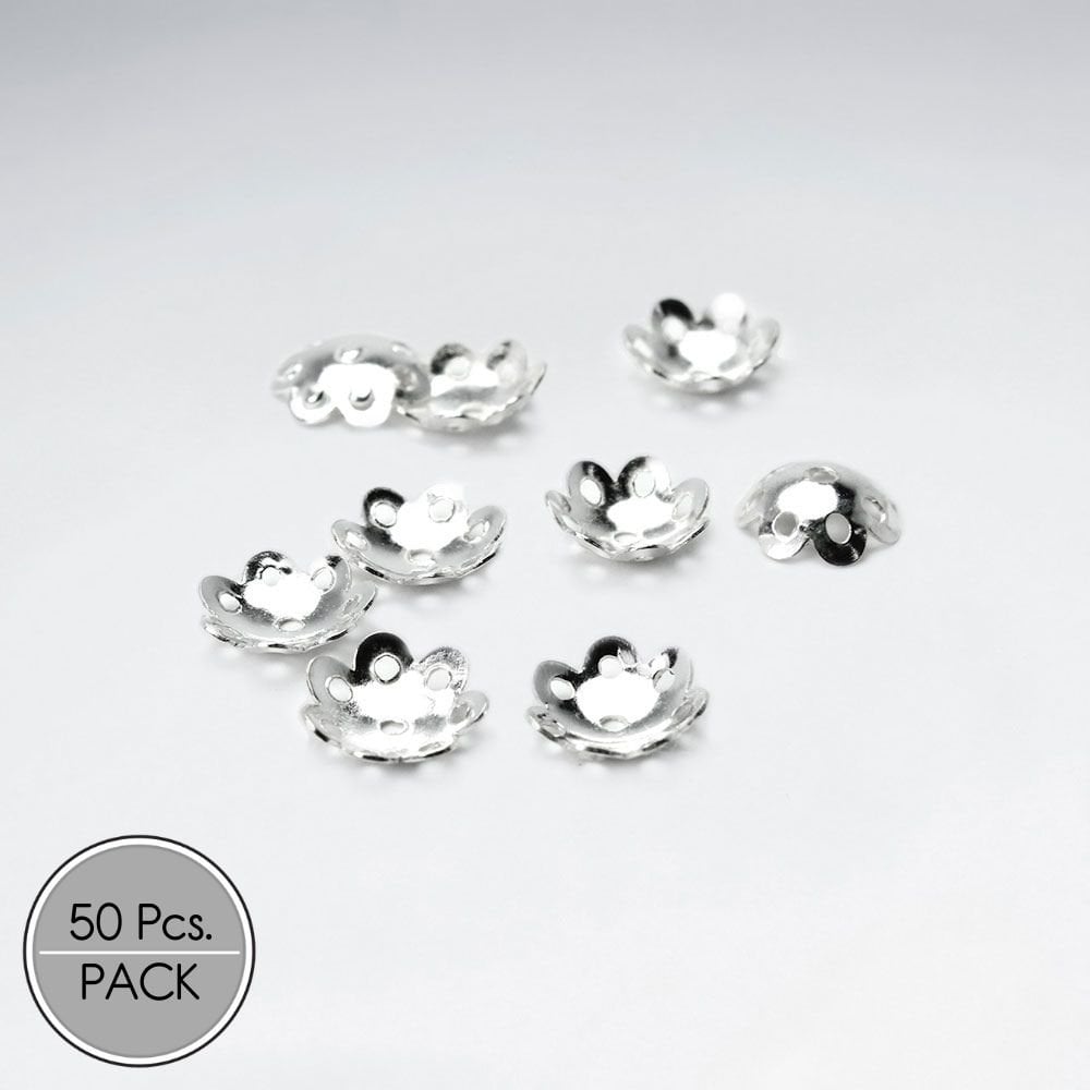 Hammered Style Sterling Silver Rounded Flower Bead Caps  Pack Of 50 Pieces