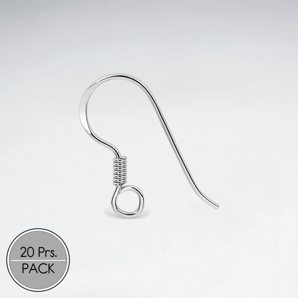 Sterling Silver Fish Hooks Earring Accessories Pack Of 20 Pairs