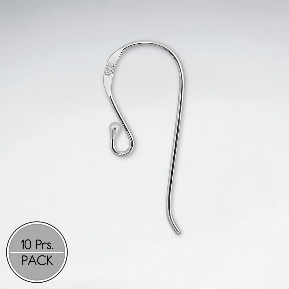 Sterling Silver Fish Hook Earring Accessories Pack Of 10 Pairs