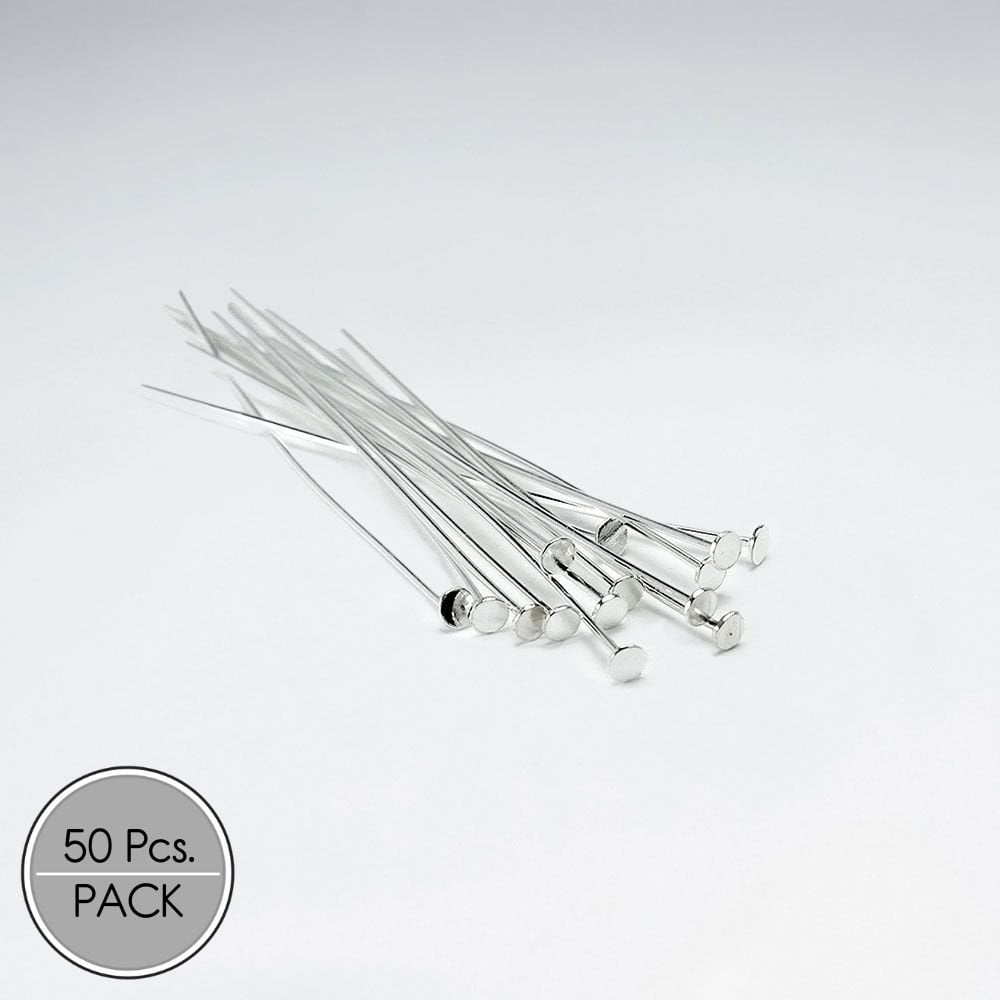 Sterling Silver Flat Top Head Pins Jewelry Accessory Pack Of 50 Pieces