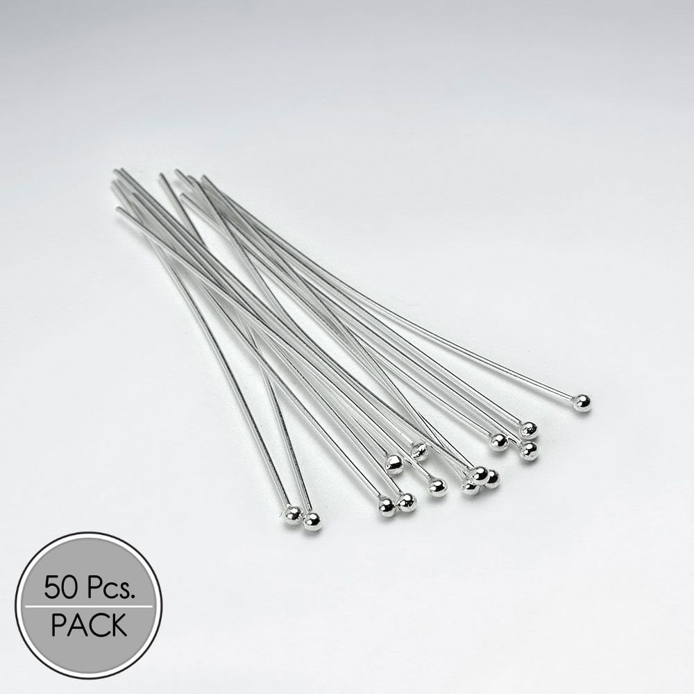 Sterling Silver Round Head Pins Jewelry Accessory Pack Of 50 Pieces