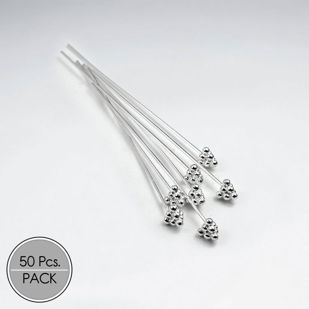 Sterling Silver Circle Cluster Head Pins Jewelry Accessory Pack Of 50 Pieces