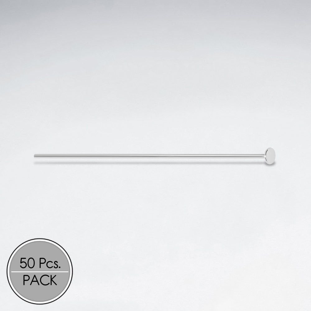Sterling Silver Flat Top Round Silhouette Head Pins Jewelry Accessory Pack Of 50 Pieces