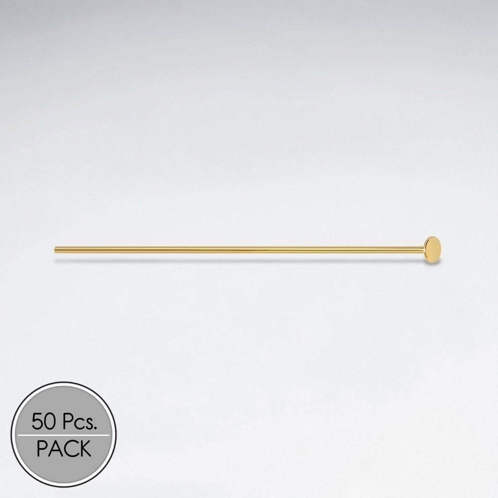 Sterling Silver Flat Top Round Silhouette Head Pins Jewelry Accessory Pack Of 50 Pieces