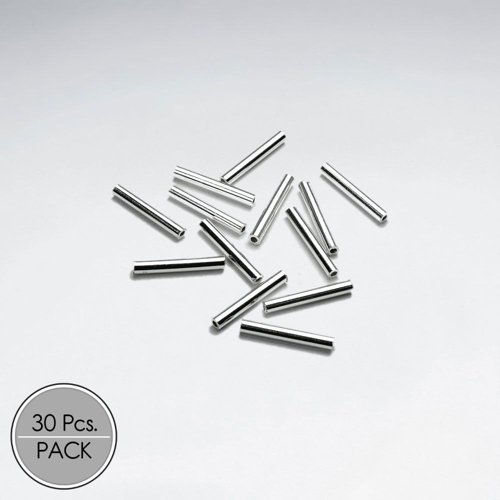 Sterling Silver Straight Tube Jewelry Accessory Pack Of 30 Pieces