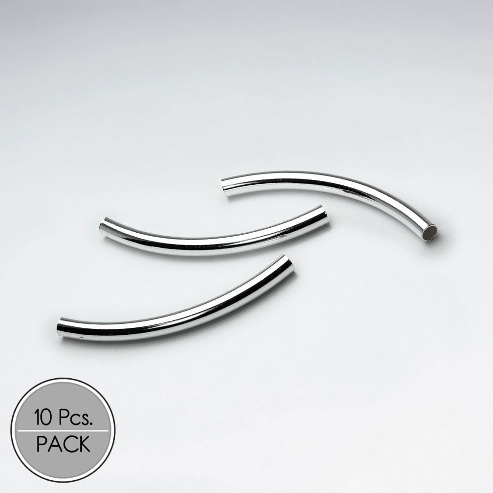 Sterling Silver Curved Tube  Jewelry Accessory Pack Of 10 Pieces