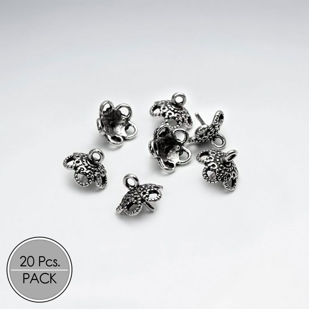Silver Filigree Rounded Bead Caps Pack Of 20 Pieces