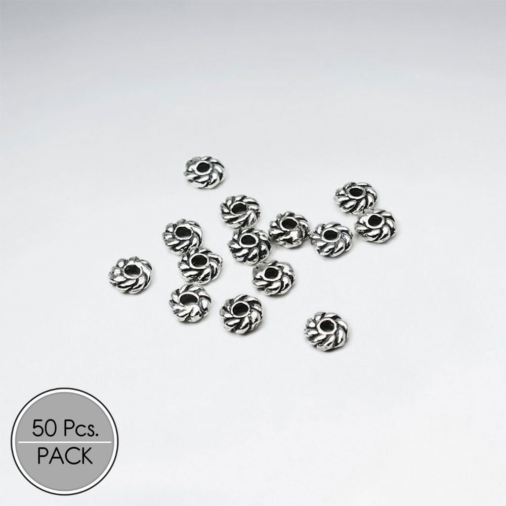 Swirl Textured Sterling Silver Beads Pack Of 50 Pieces