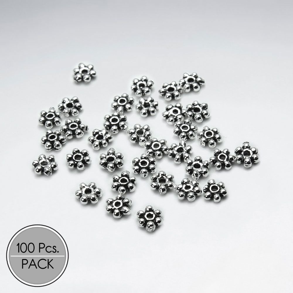 Floral Sterling Silver Beads Pack Of 100 Pieces