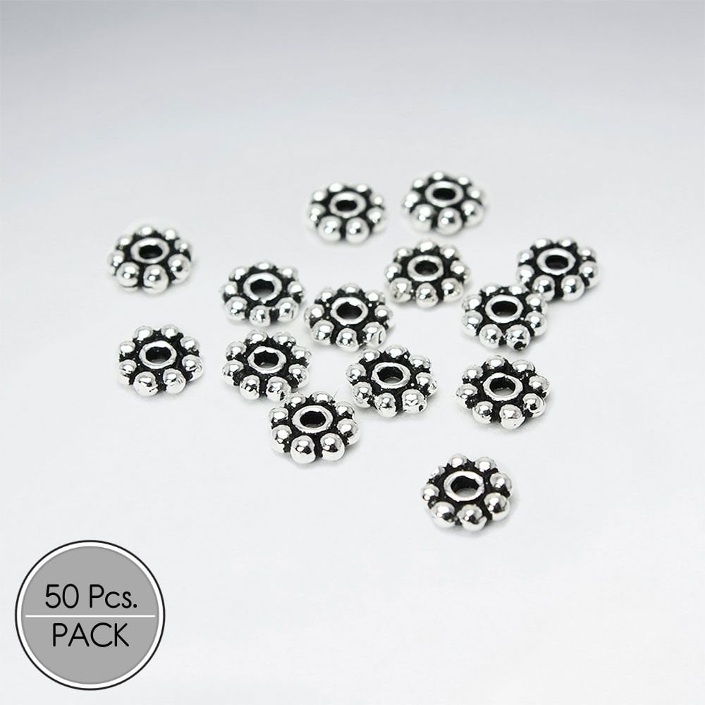 Oxidized Silver Bubble Beads Pack Of 50 Pieces