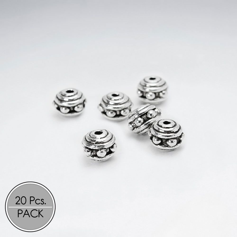 Dotted Silver Oxidized Spacer Beads Pack Of 20 Pieces