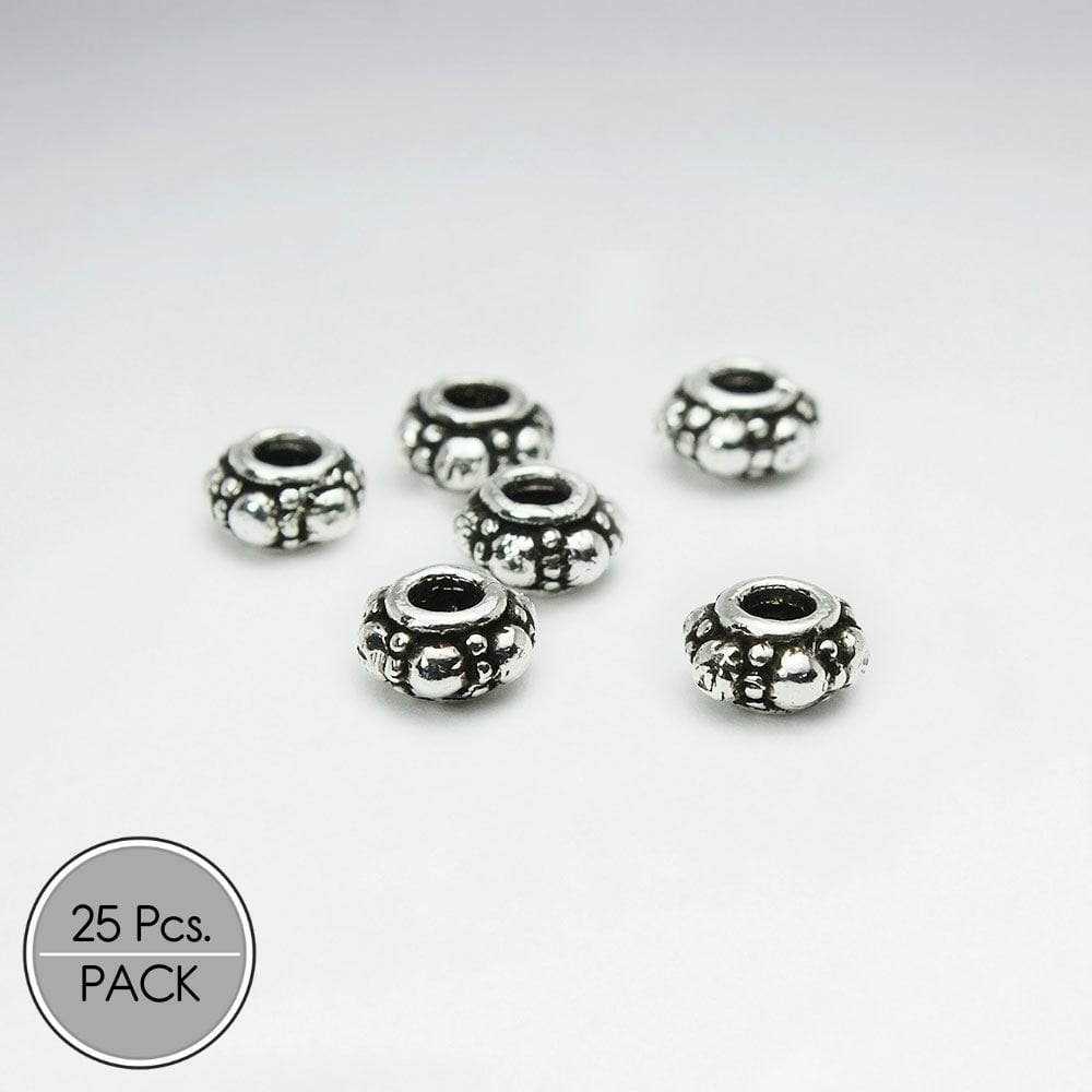 Oxidized Silver Texture Bubble Spacer Beads Pack Of 25 Pieces