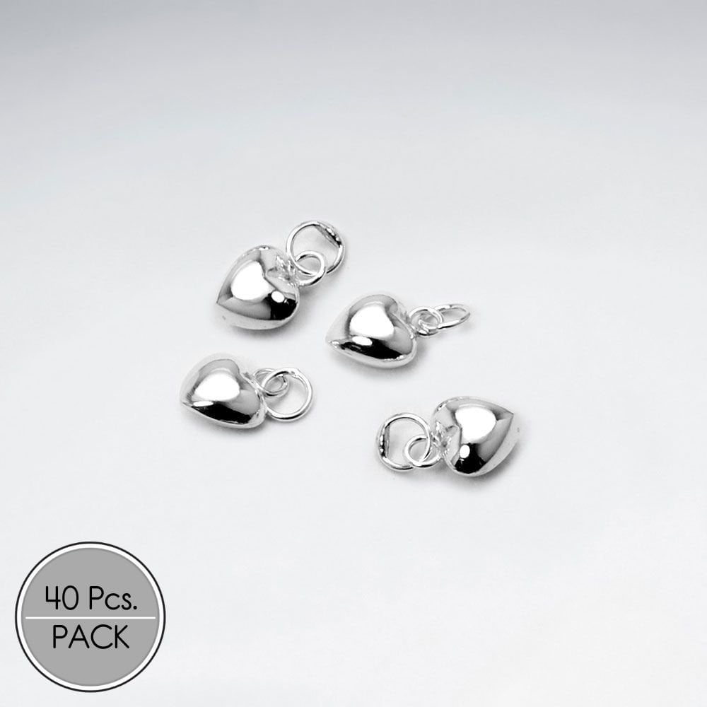 Sterling Silver Heard Charms Pack Of 40 Pieces
