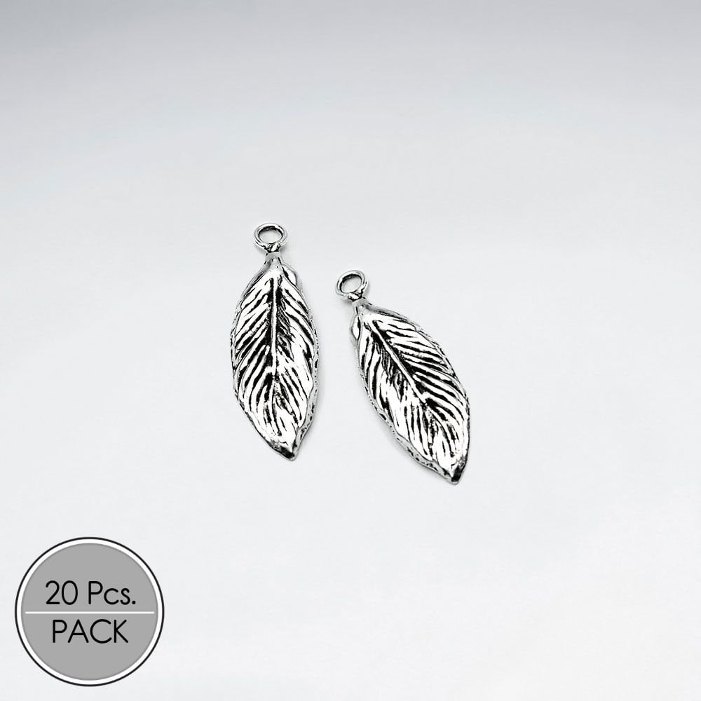 Sterling Silver Feather Charms Pack Of 20 Pieces