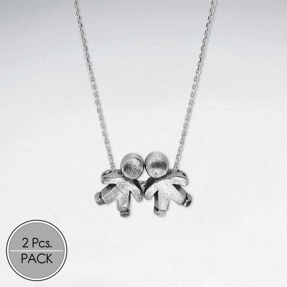 Sterling Silver Two People Side-By-Side Pendant