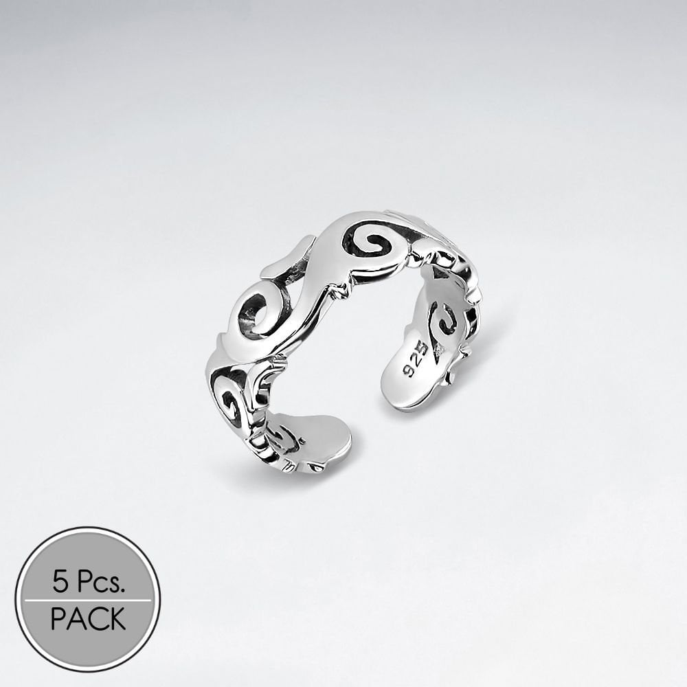 Sterling Silver Filigree Swirls Toe Ring